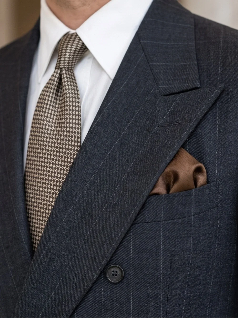 Men's Double-Breasted Navy Pinstripe Blazer